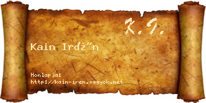 Kain Irén névjegykártya